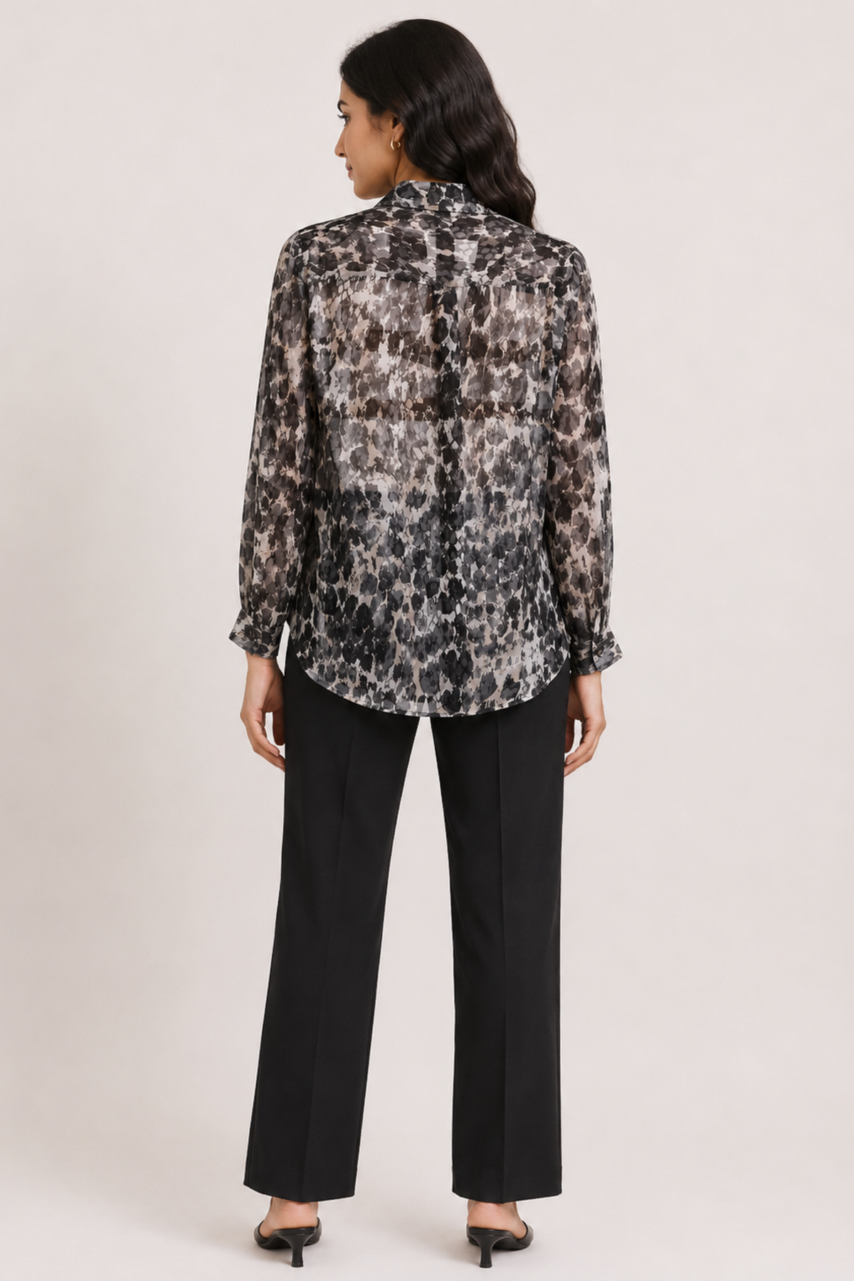 Smoky Leopard Print Button-Down Shirt