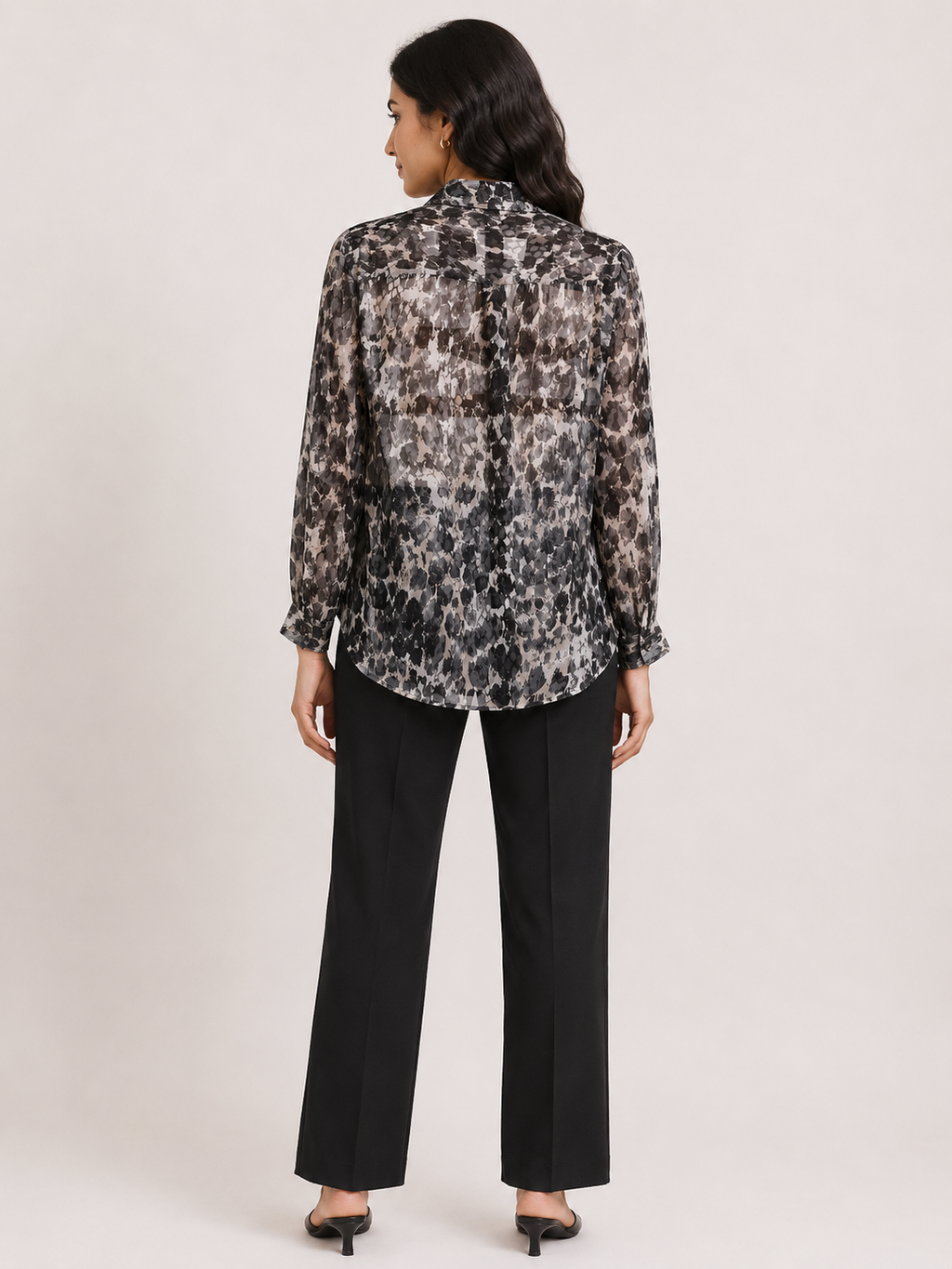 Smoky Leopard Print Button-Down Shirt