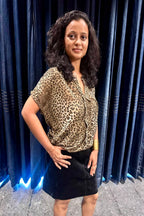 Elegant Leopard Print Short Sleeve Top