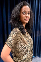 Elegant Leopard Print Short Sleeve Top