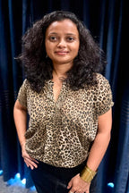 Elegant Leopard Print Short Sleeve Top