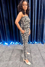 Chic Black & White Tube Jumpsuit