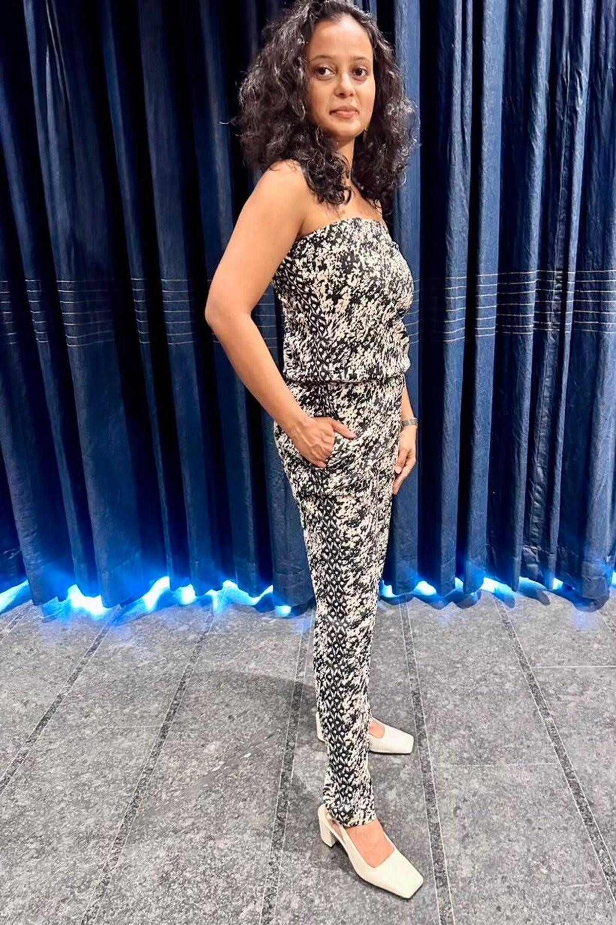 Chic Black & White Tube Jumpsuit