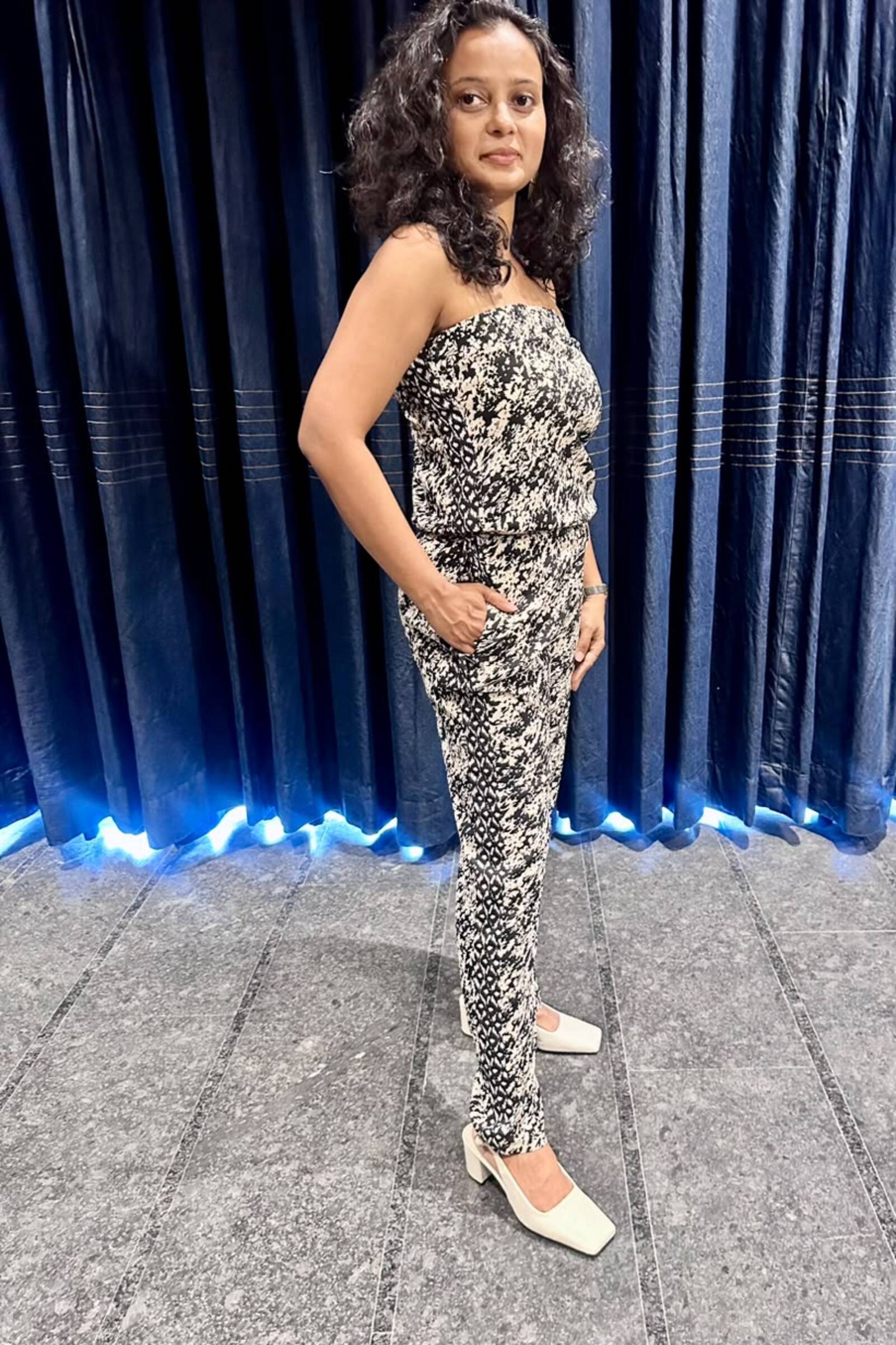 Chic Black & White Tube Jumpsuit