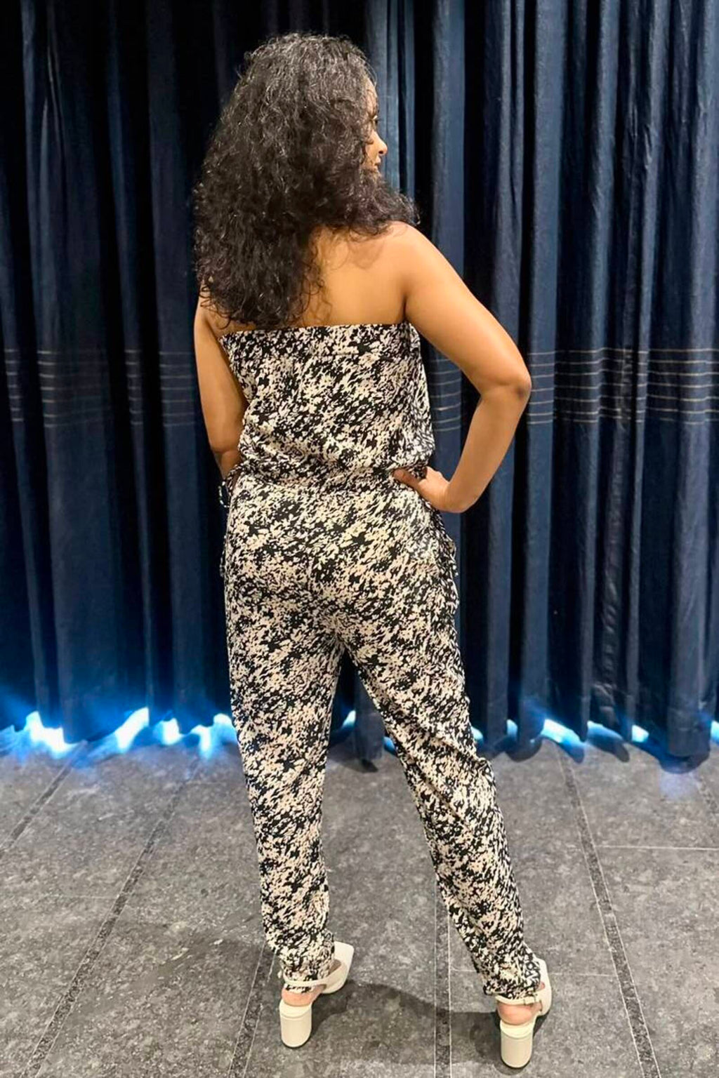 Chic Black & White Tube Jumpsuit