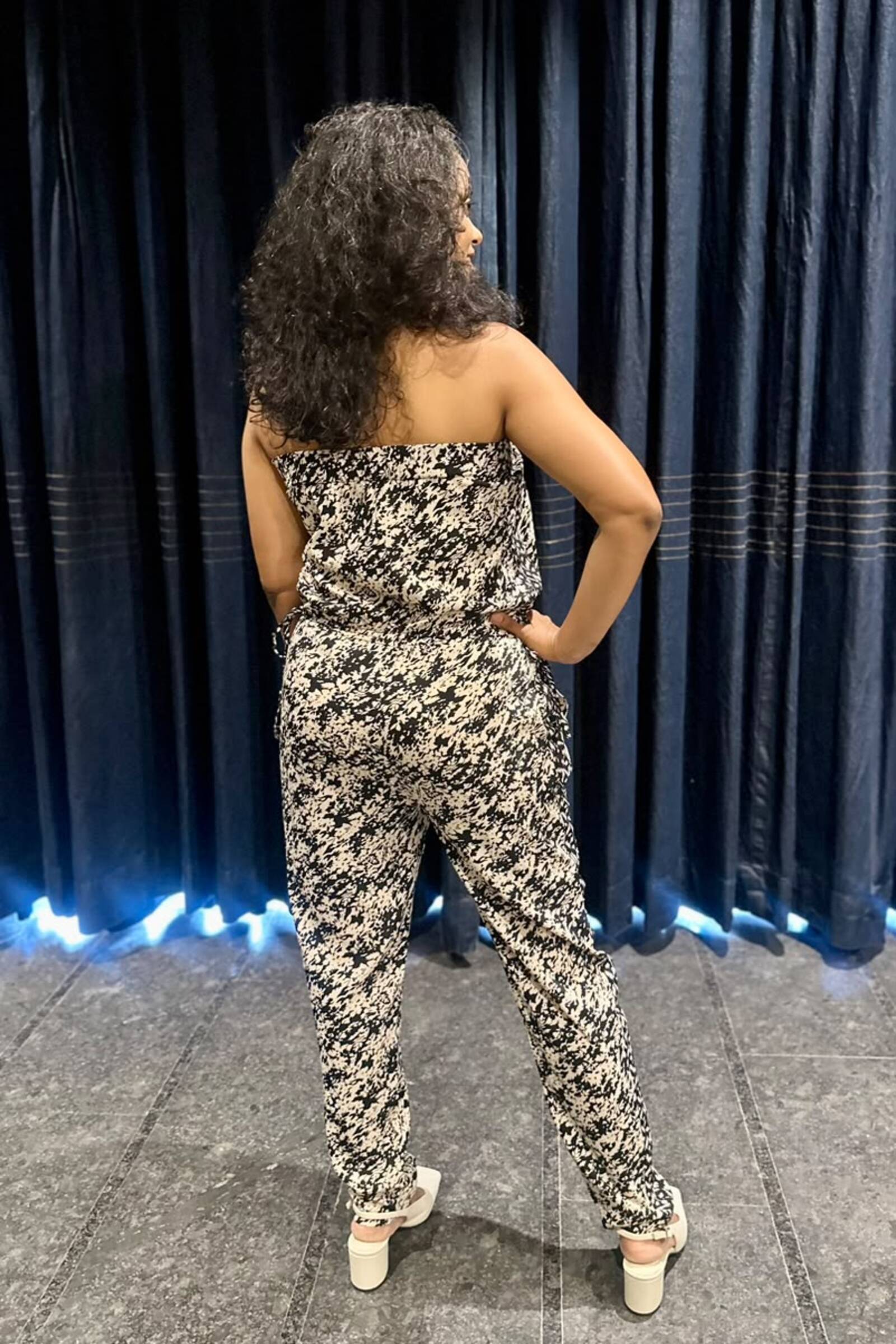 Chic Black & White Tube Jumpsuit