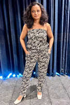 Chic Black & White Tube Jumpsuit