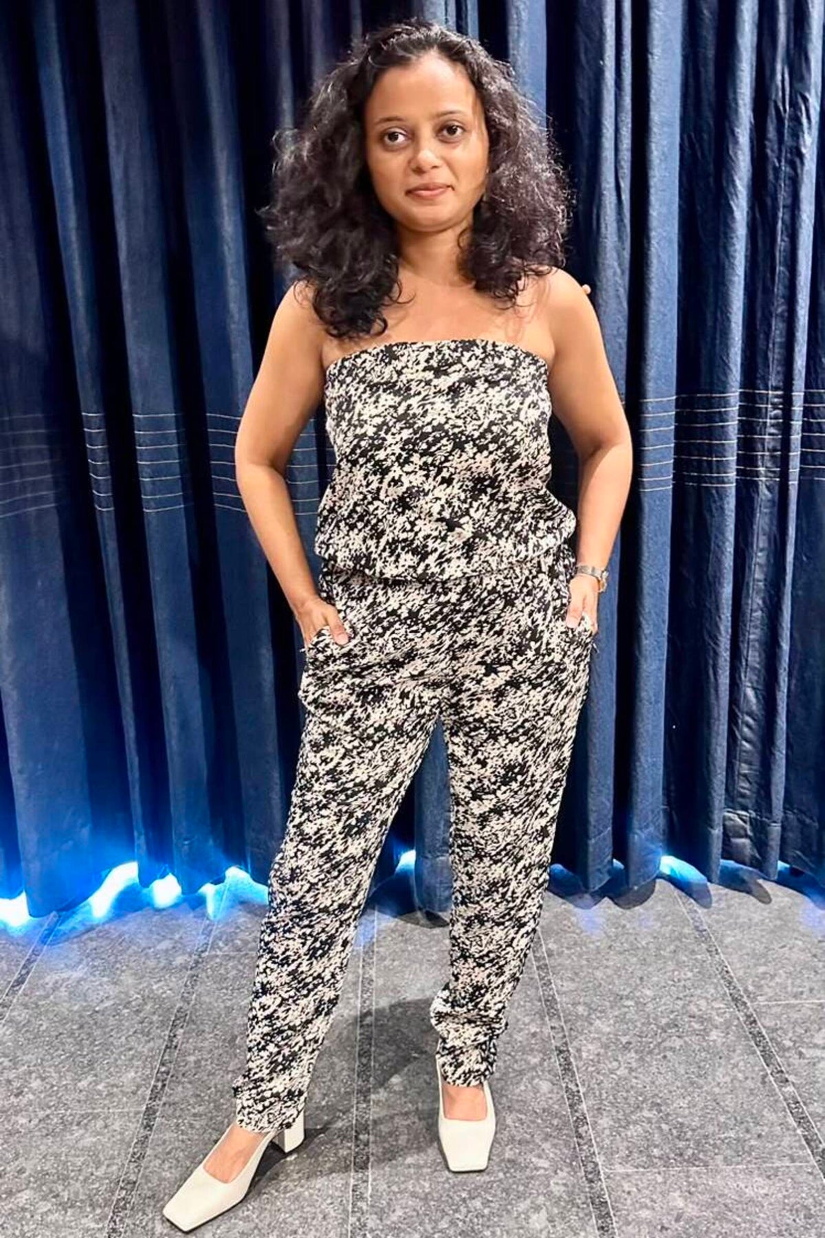 Chic Black & White Tube Jumpsuit