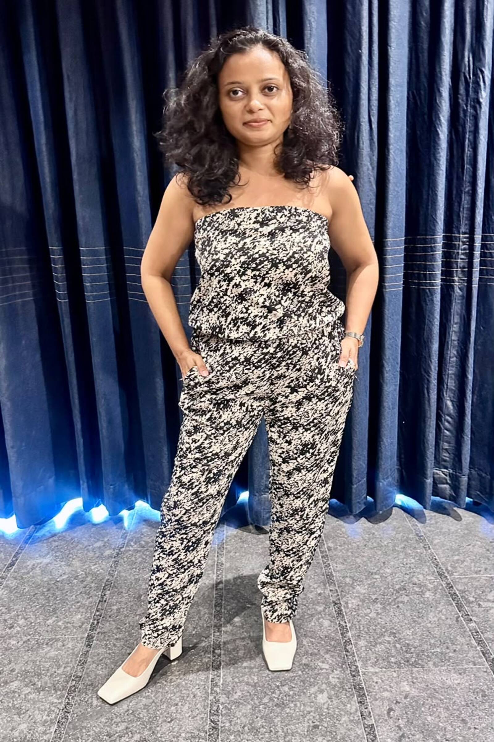 Chic Black & White Tube Jumpsuit