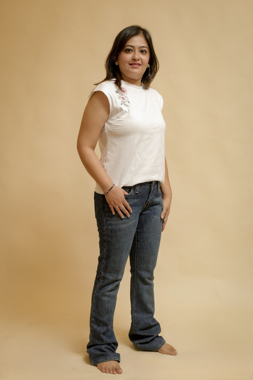 Dark-Wash Low-Rise Bootcut Jeans