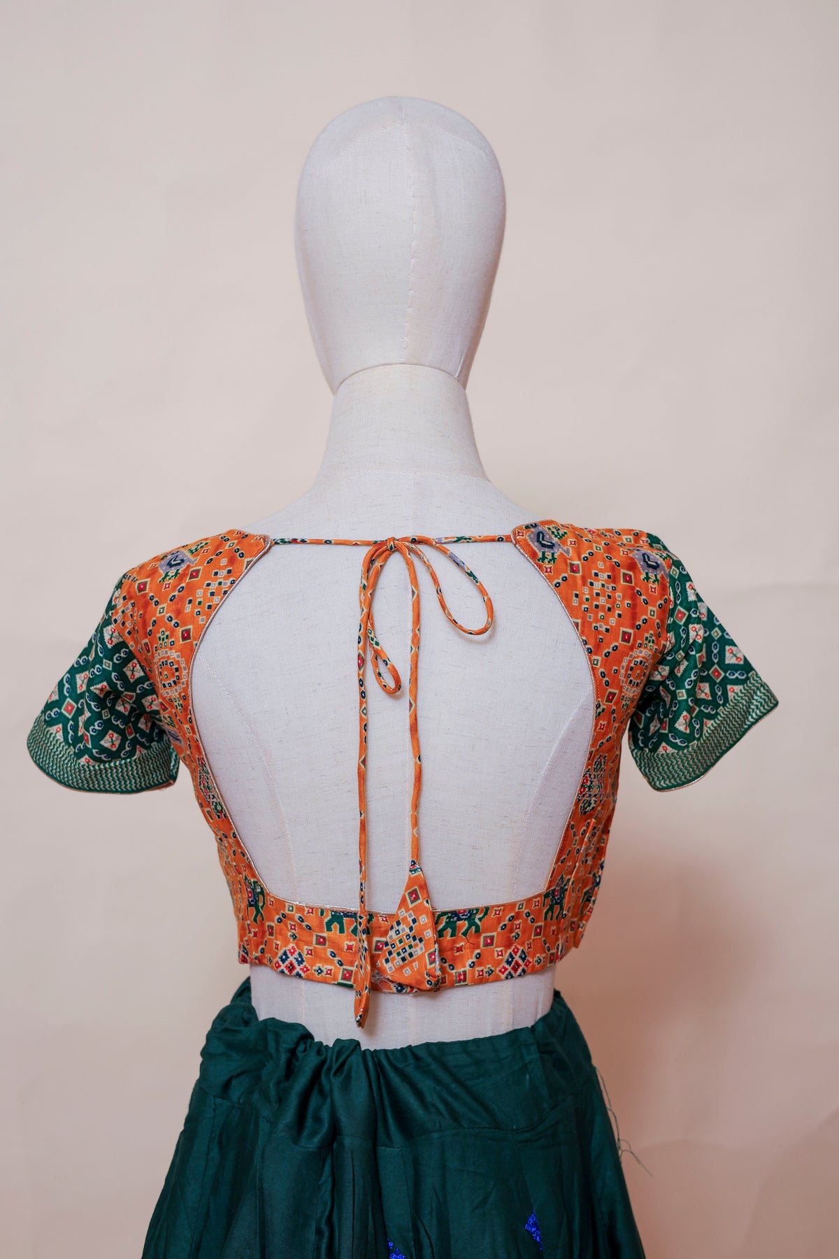 Forest Green & Mustard Embroidered Lehenga Choli with Mirror Work Dupatta