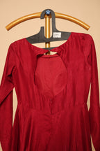 Women’s Red Long Sleeve Flared Festive Dress
