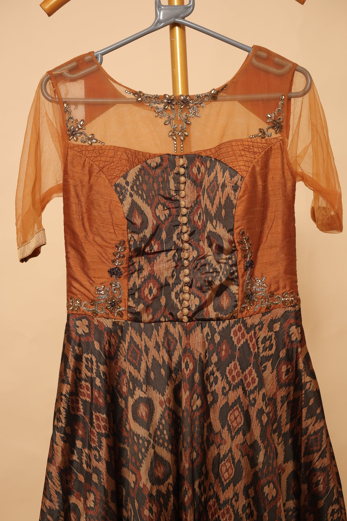 Women’s Rust Brown Printed Maxi Gown