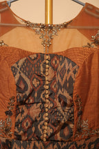 Women’s Rust Brown Printed Maxi Gown