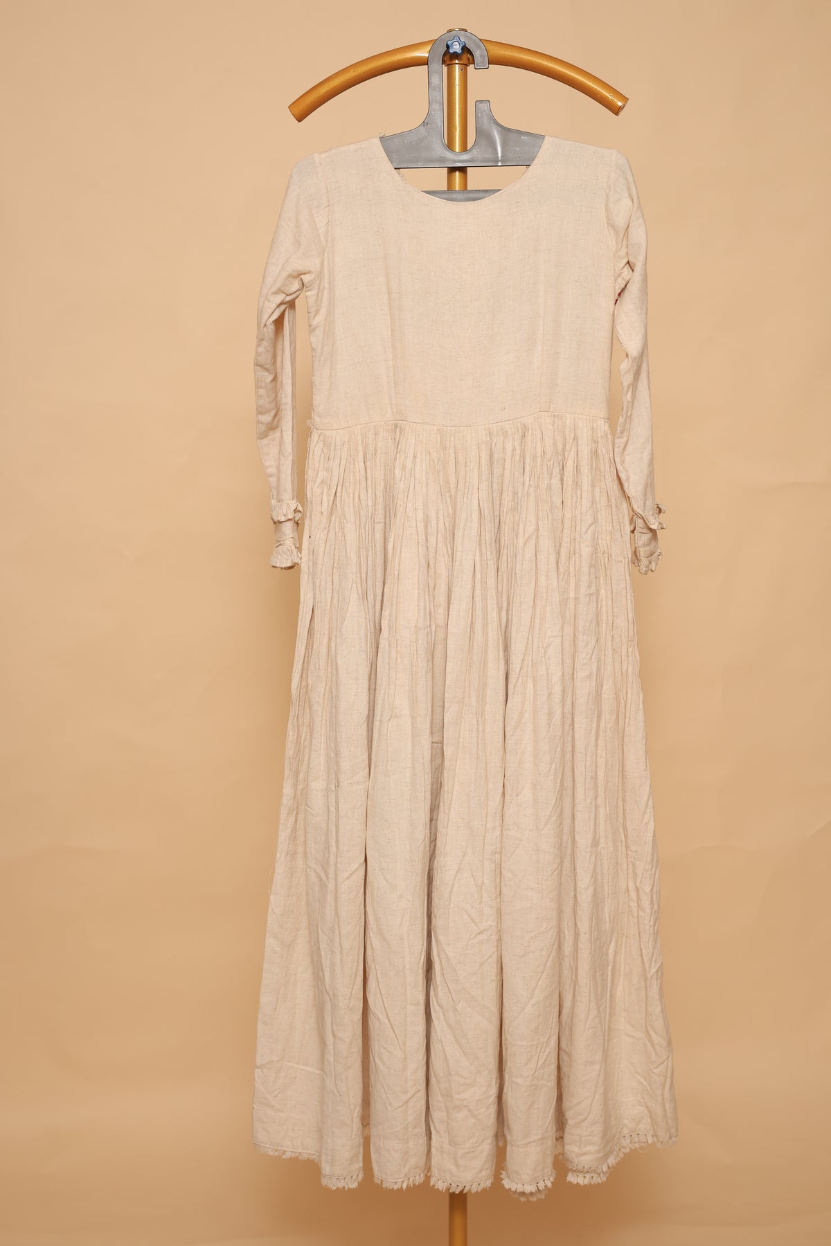 Women’s Beige  Cotton mirror work dress