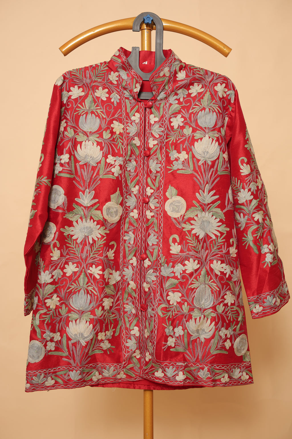 Red Kashmiri Hand-Embroidered Jacket