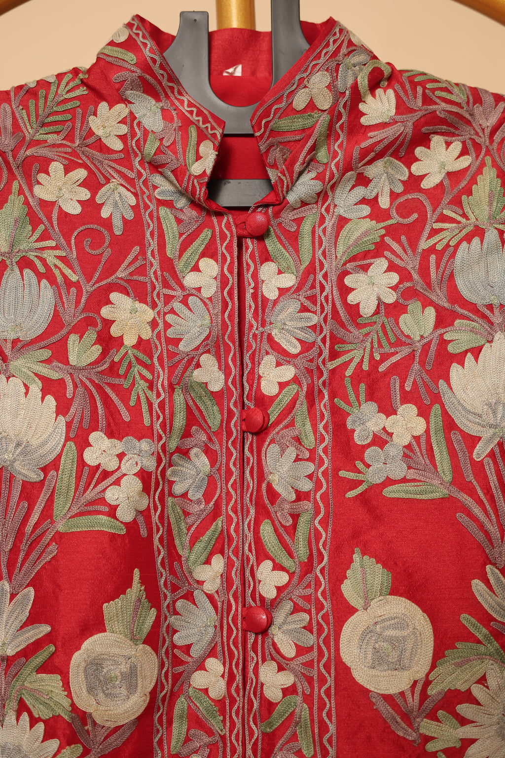 Red Kashmiri Hand-Embroidered Jacket