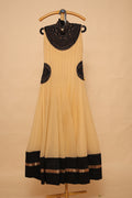Women’s Mustard Yellow Maxi Gown with Black Embroidery