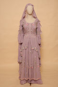 Mauve Embroidered Sharara Set with Ruffled Dupatta