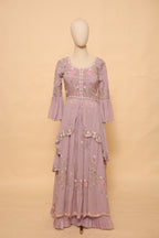 Mauve Embroidered Sharara Set with Ruffled Dupatta