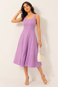 Lavender Panelled Sleeveless Fit & Flare Mini Dress