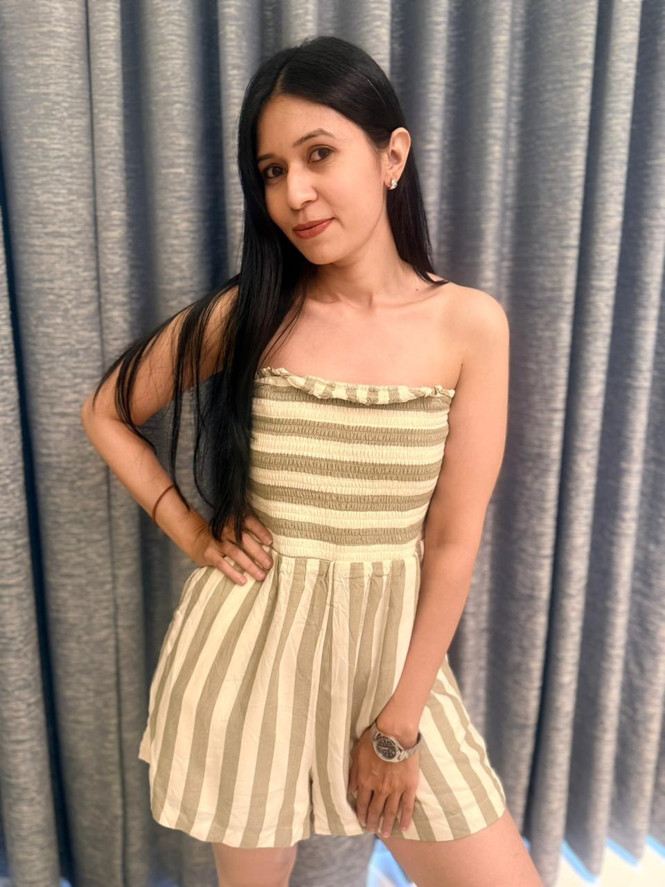 Sandy Stripe Tube Jumpsuit