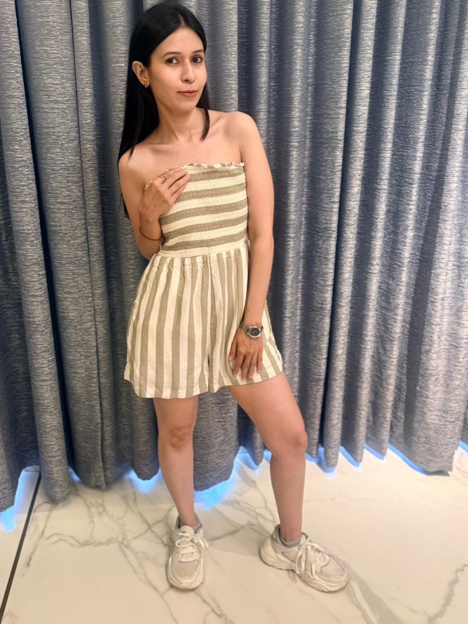Sandy Stripe Tube Jumpsuit