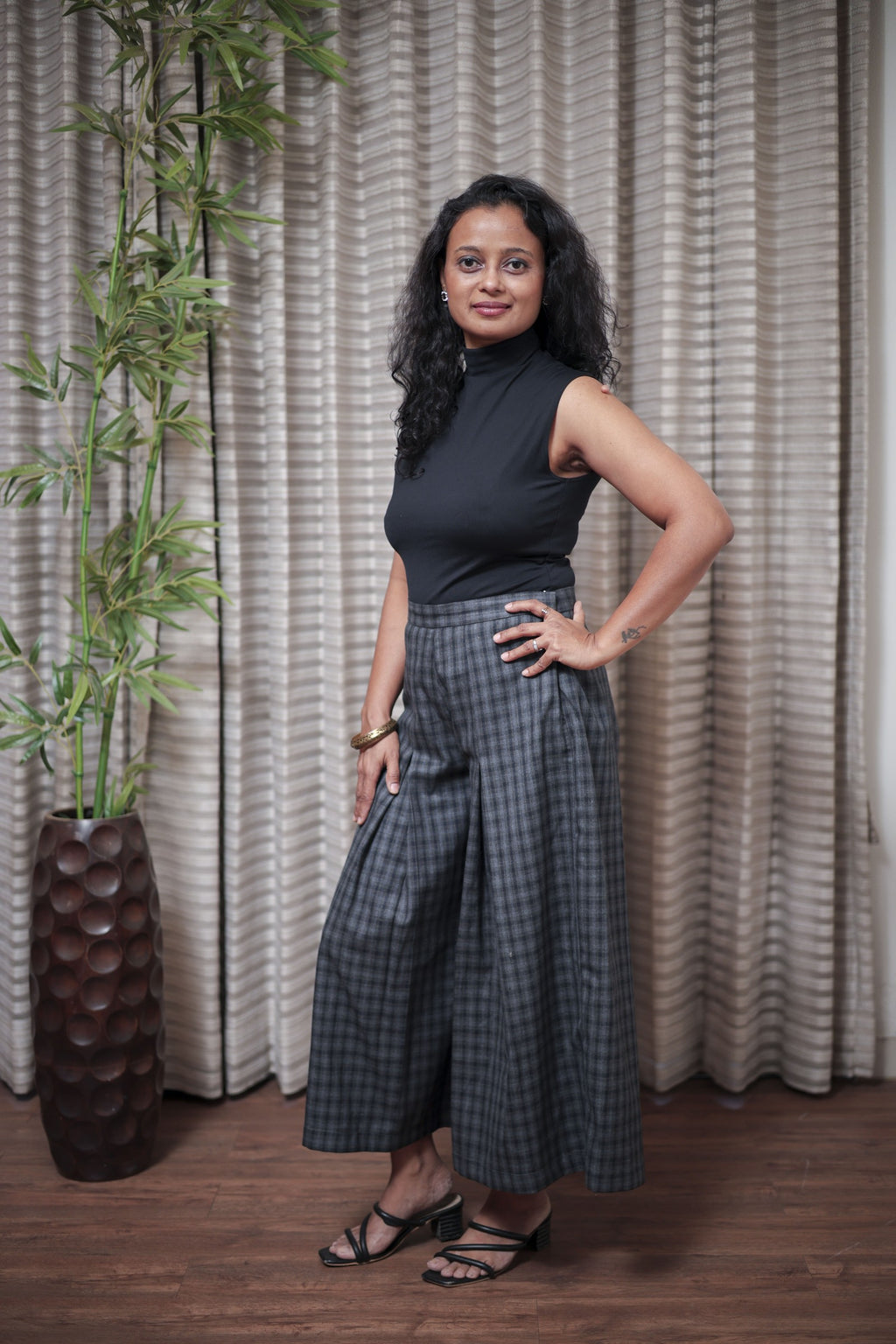 Modern Checkered Culottes