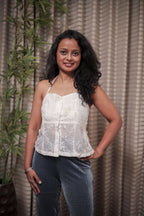Ivory Embroidered Halter Luxe