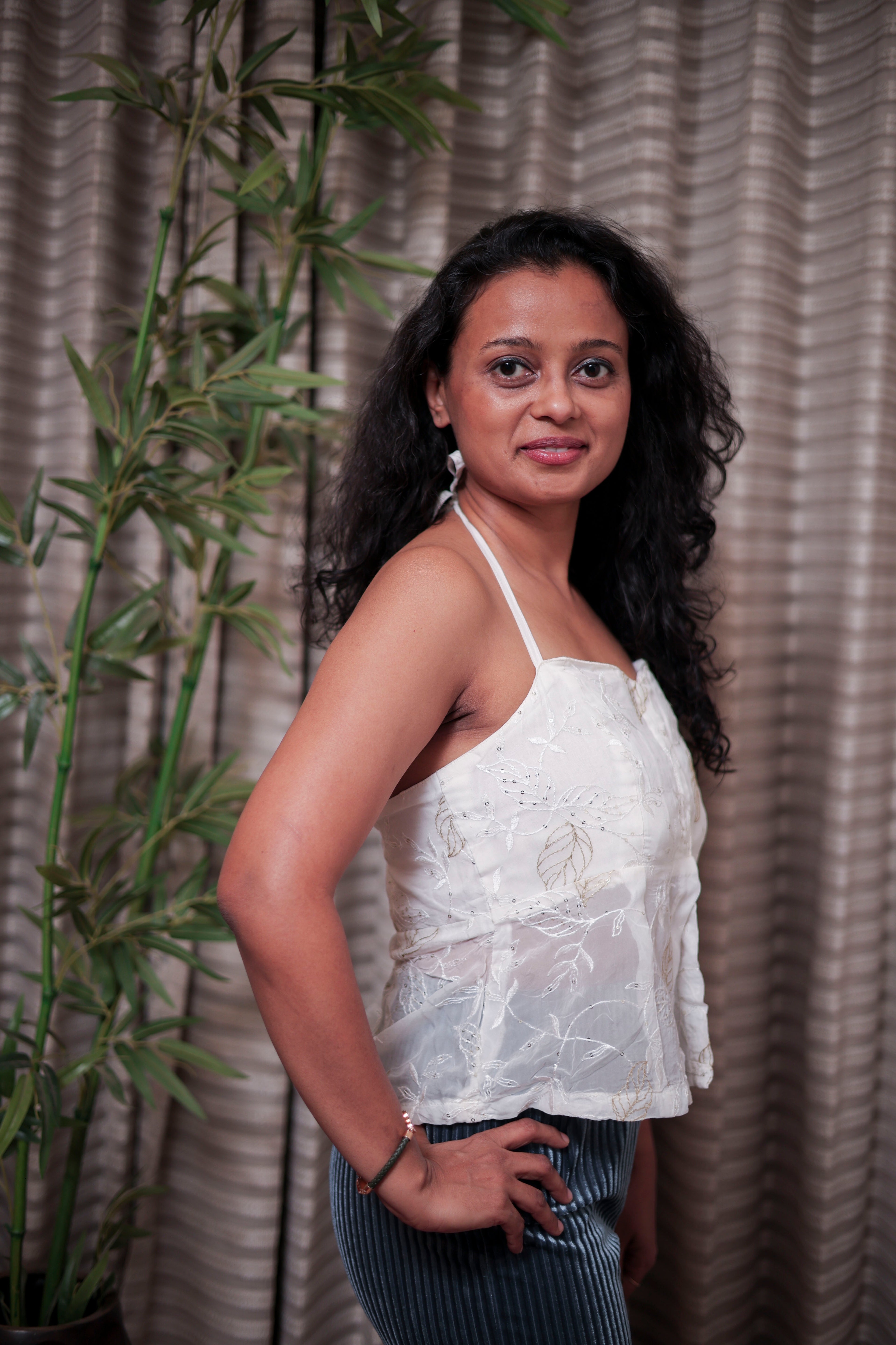 Ivory Embroidered Halter Luxe
