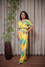 Tropical Yellow Monstera Print Jumpsuit