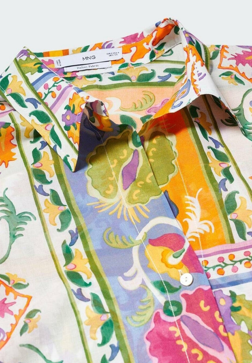 Vibrant Scarf-Print Button-Down Shirt