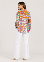Vibrant Scarf-Print Button-Down Shirt