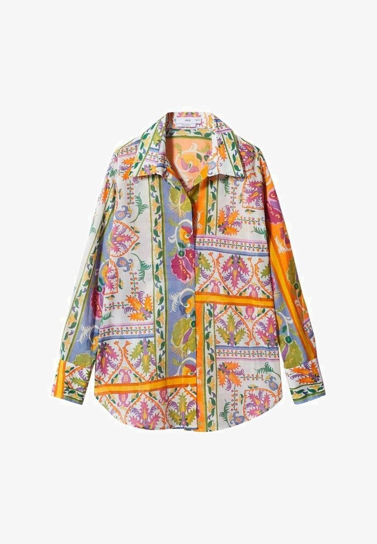 Vibrant Scarf-Print Button-Down Shirt
