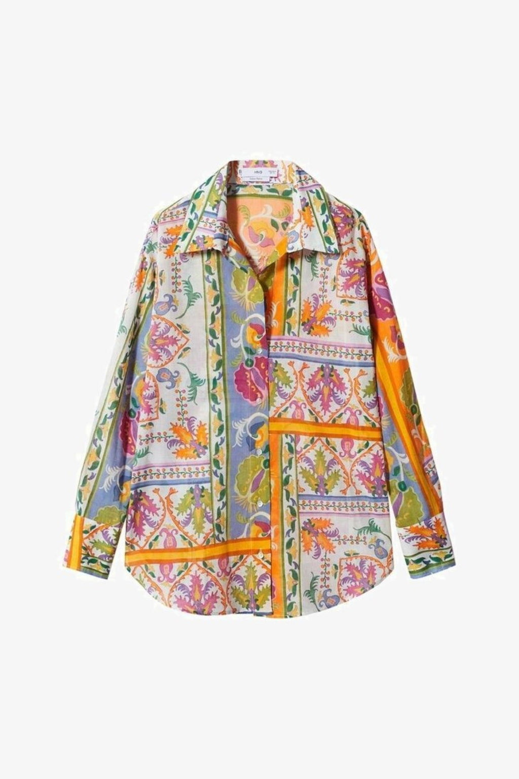 Vibrant Scarf-Print Button-Down Shirt