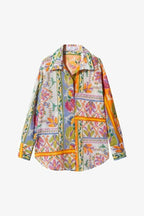 Vibrant Scarf-Print Button-Down Shirt
