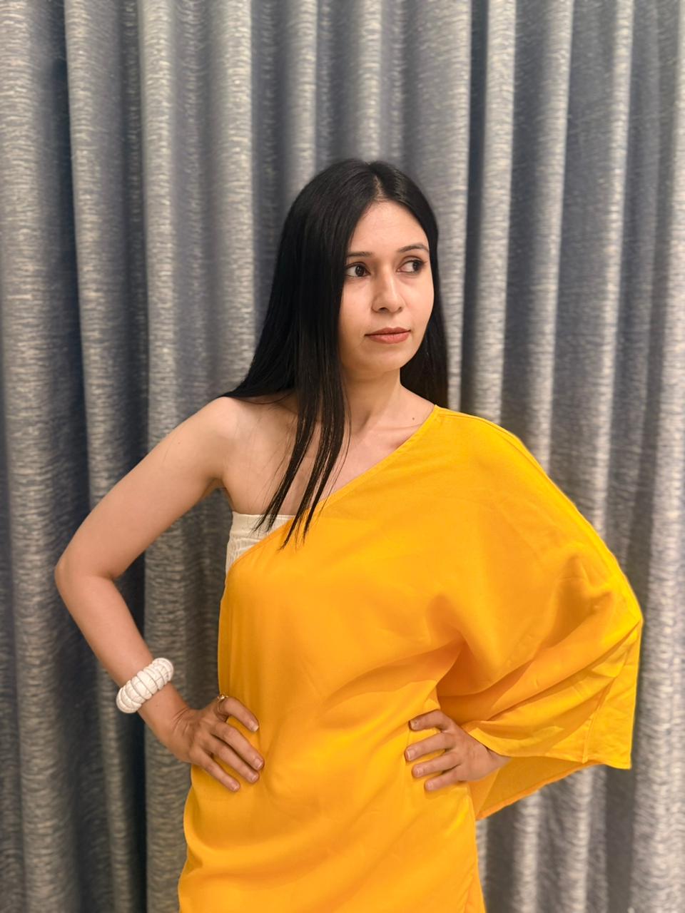 Sunshine Glow One-Shoulder Kaftan Dress
