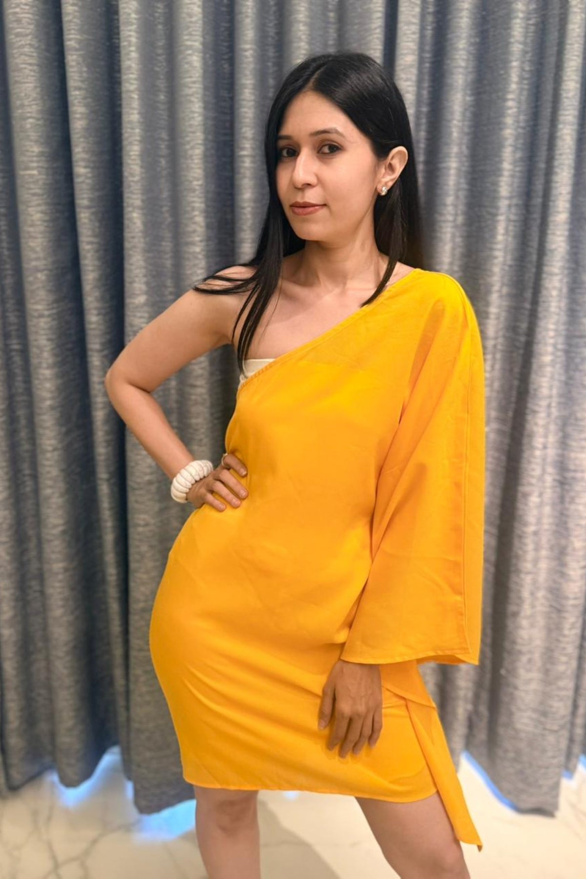 Sunshine Glow One-Shoulder Kaftan Dress