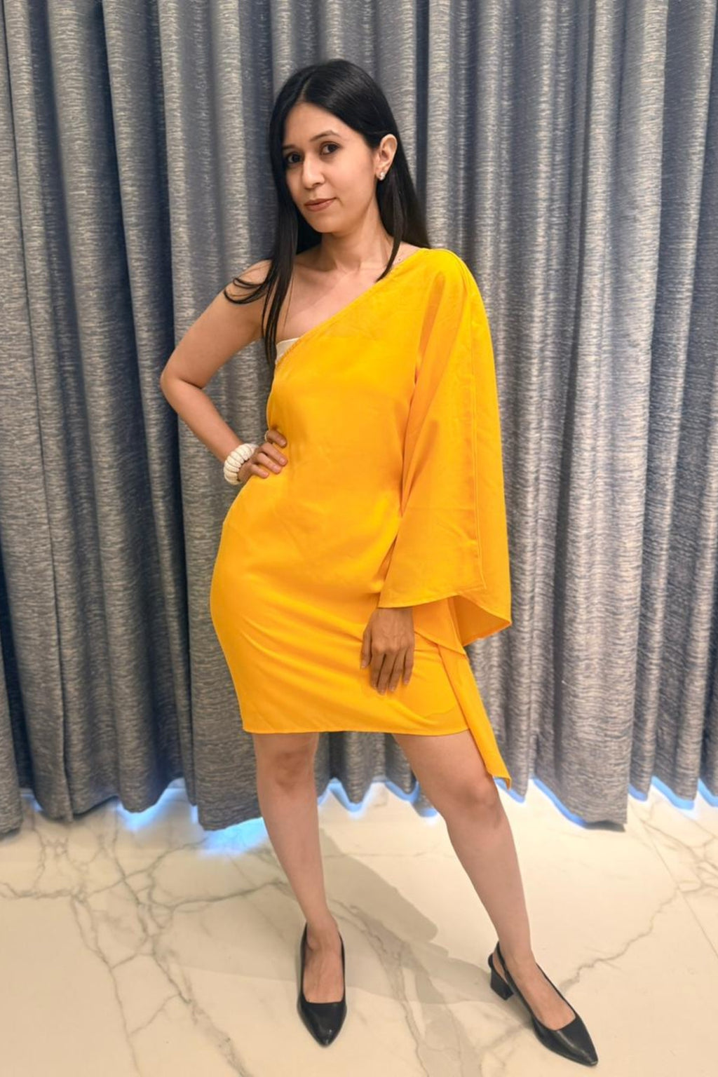 Sunshine Glow One-Shoulder Kaftan Dress