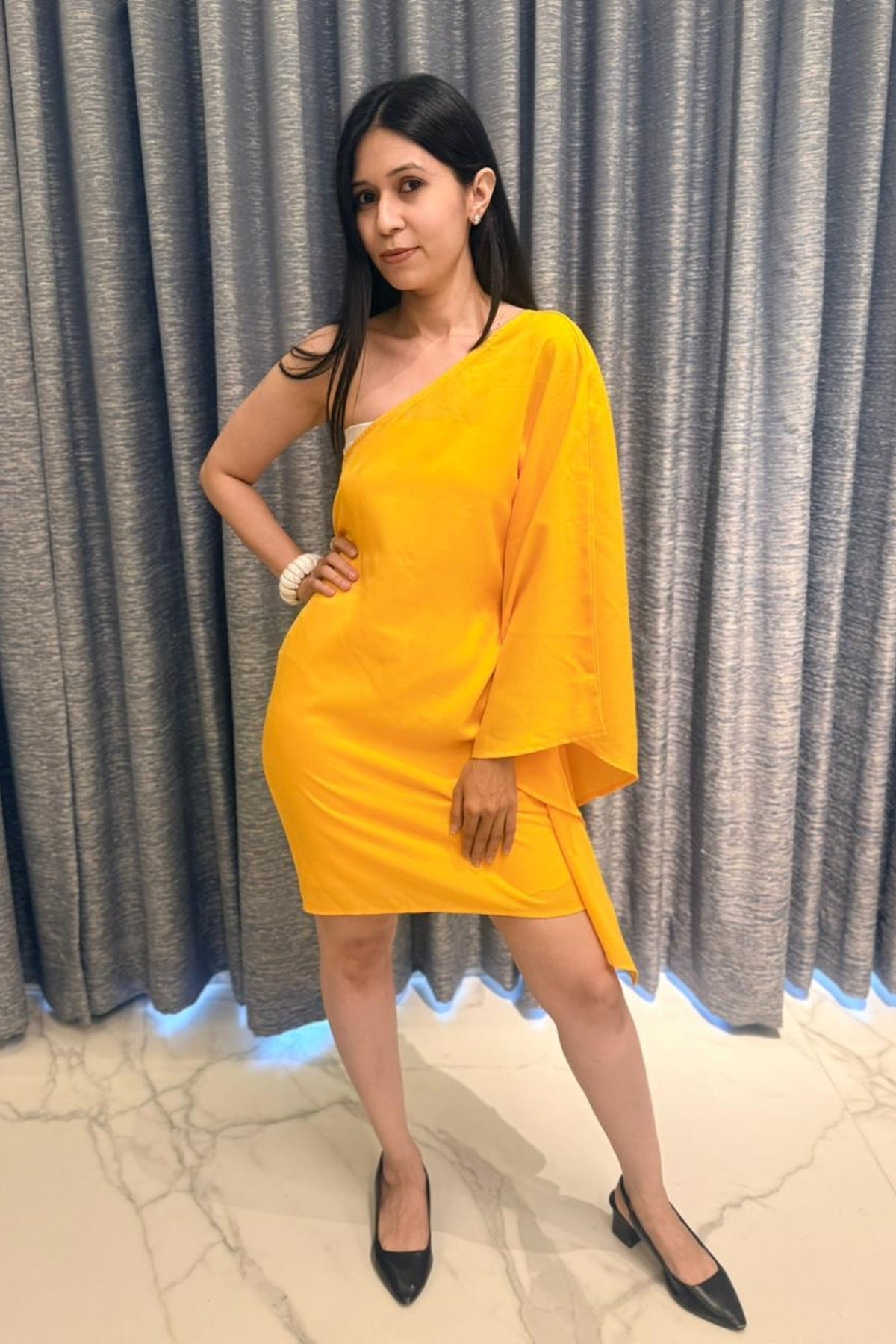 Sunshine Glow One-Shoulder Kaftan Dress