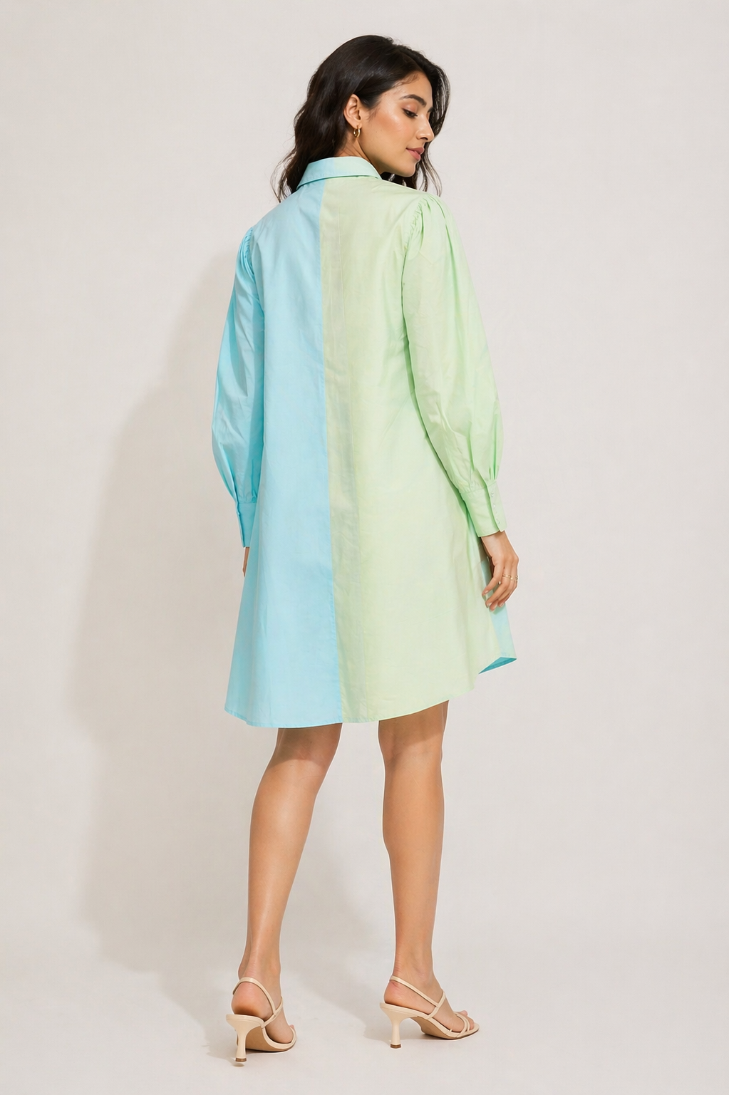 Pastel Dual-Tone Shirt Dress