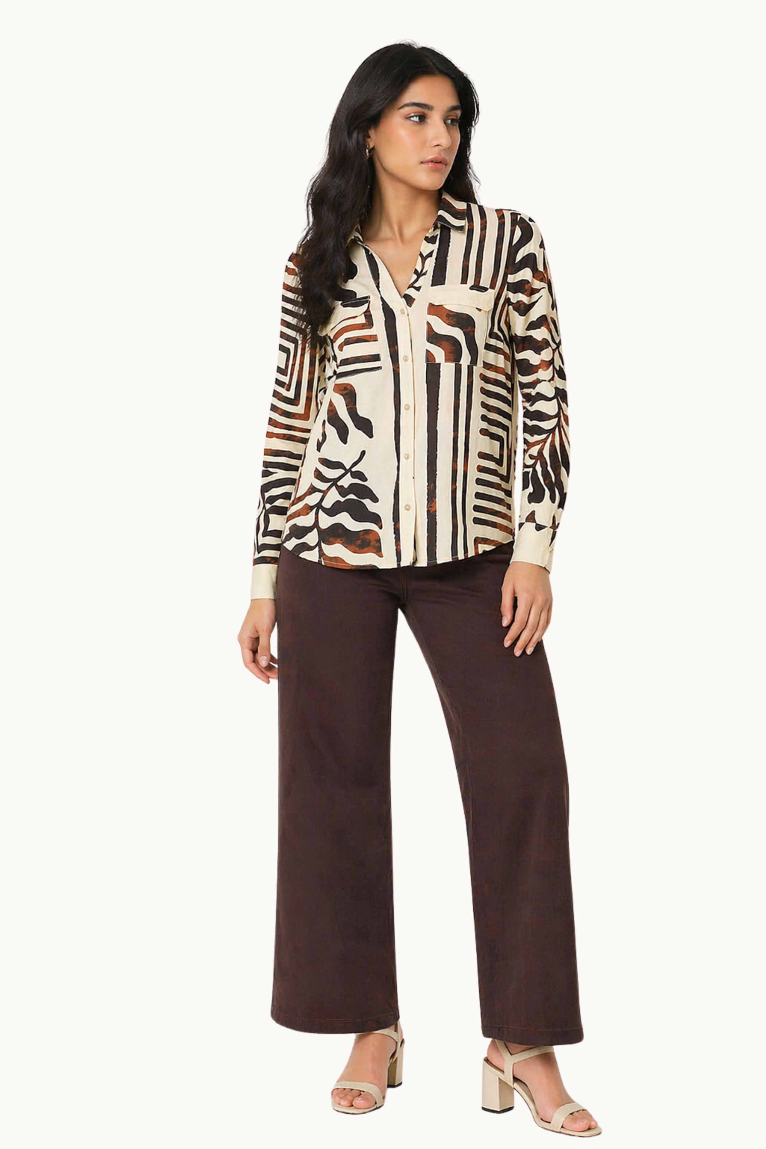 Abstract Animal Print Button-Down Shirt