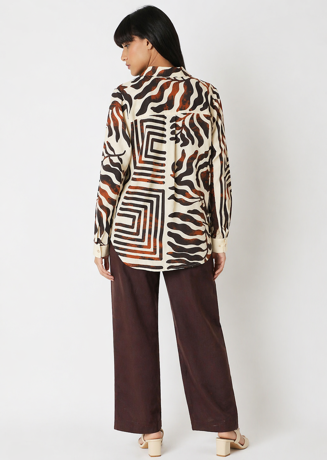 Abstract Animal Print Button-Down Shirt