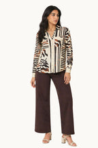 Abstract Animal Print Button-Down Shirt
