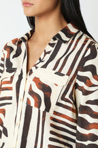 Abstract Animal Print Button-Down Shirt