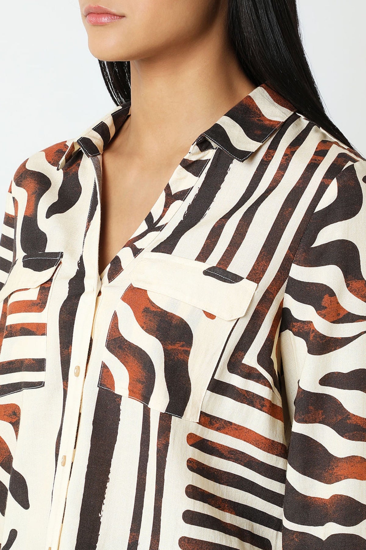Abstract Animal Print Button-Down Shirt