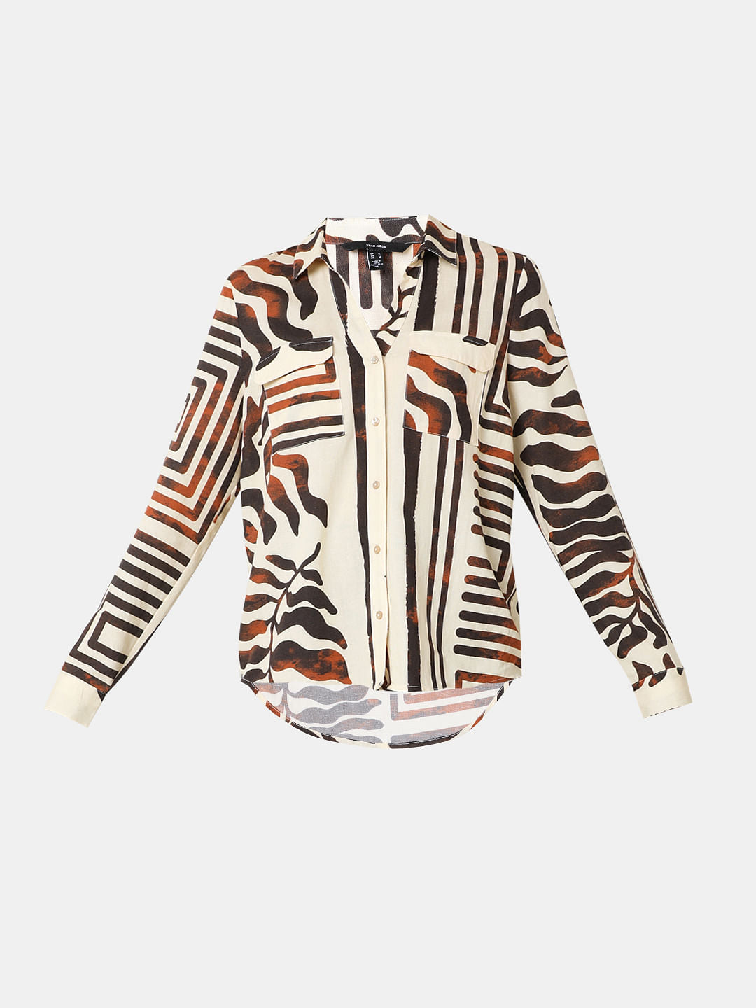 Abstract Animal Print Button-Down Shirt