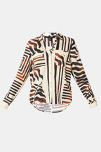 Abstract Animal Print Button-Down Shirt