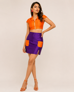 Citrus & Electric: Satin Color-Block Co-ord Set