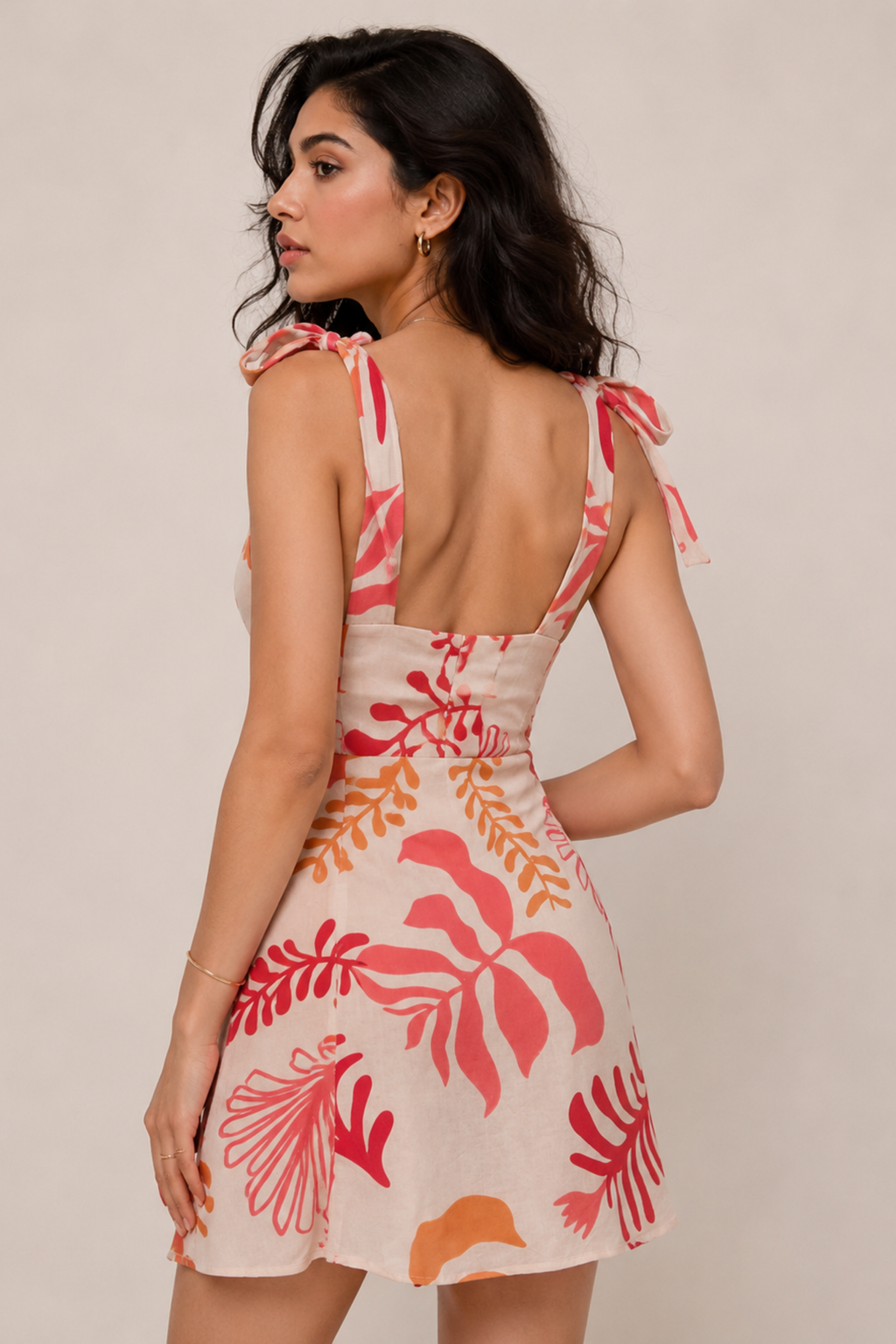 Tropical Drift: Linen-Blend Tie-Shoulder Mini